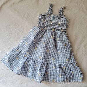 Btween Gingham Embroidered Daisy Dress